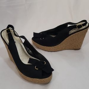 EUC Soda Black Platform Espadrille Wedges Size 8.5